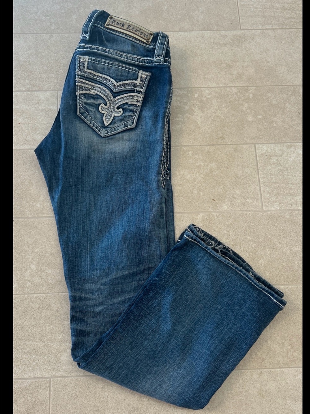 Rock Revival Jeans Womens 25 Bootcut Medium Wash Distressed Easy Bootcut Gysil
